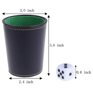 Juego de tazas de dados Yahtzee de cuero PU con logotipo personalizado para Juegos pequeños MOQ - Product Image 4
