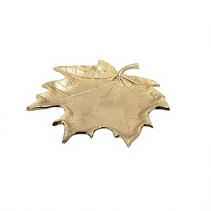 Trending Design Leaf Serving <b>Tray</b> Handmade Aluminium Gold Color Dessert Serving <b>Tray</b> For Home Hotel Usage - Product Image 1