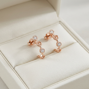 Nouveaux produits fabricant exportation minimaliste boucles d'oreilles faites à la main ensemble de bijoux 18K solide or Rose diamant naturel boucles d'oreilles - Product Image 6