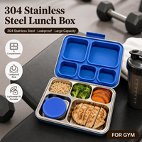 Boîte à lunch bento en acier inoxydable, 5 compartiments, multifonctionnelle, étanche, récipient cuiseur vapeur pour enfants