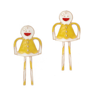 Pendientes Colgantes de Aleación Esmaltada con Diseño de Señora de Jengibre Navideña, Elegantes y Casuales para Mujer - Product Image 2