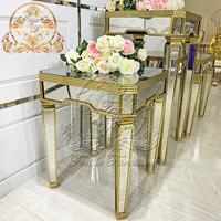 Console de table moderne en acier inoxydable, avec cadre métallique, forme carrée, miroir et verre, modèle