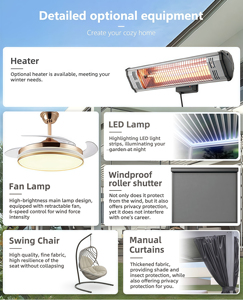 Pergola con Tetto in Vetro, Gazebo in Alluminio con Porte Scorrevoli in Vetro per Giardino Esterno - Product Image 5