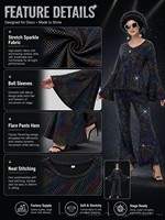 Tenue de disco des années 70 pour femme adulte, kit de costume de fête, haut, pantalon, lunettes de soleil, collier, boucles d'oreilles, perruque, Halloween, Nouvel An