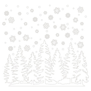 Autocollants de fenêtre de Noël blancs, silhouettes de flocons de neige et de sapins blancs, décoration d'ambiance festive, autocollants statiques - Product Image 5