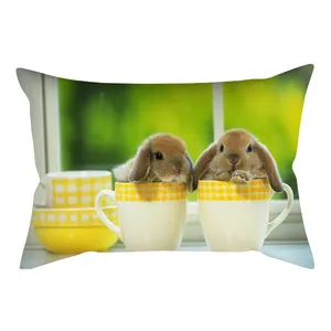 Cushion for leaning on of long money of lovely little rabbit design covers home adornment to hold pillow long