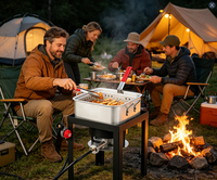 Friteuse extérieure en aluminium de 12 litres avec panier intérieur nano-enduit et brûleur au propane de 50 000 BTU pour la friture du poisson, des ailes de poulet et des frites