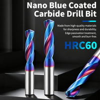 Forets en carbure de tungstène HRC60 Nano Blue à queue droite D1-D9, forets en carbure monobloc pour machines-outils CNC