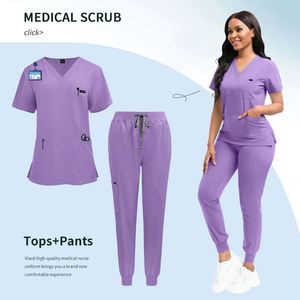 Conjunto de Uniformes Médicos con Cuello en V para Mujer 2026 |   94% Poliéster 6% Elastano |   Uniformes de Enfermera con Múltiples Bolsillos, Ropa de Trabajo para Hospital - Product Image 5