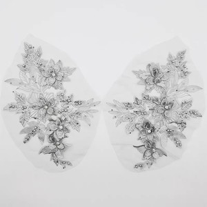 Adesivi tridimensionali in tessuto floreale Appliques Cheongsam abito per Performance di scena accessori per abbigliamento in rete perline pizzo - Product Image 4