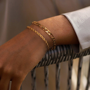 3mm Twisted Chain Fashion 18K REAL Gold Plated Stainless Steel Tarnish Free Waterproof Jewelry Women <b>Men</b> Rope Bracelet Homme - Product Image 1