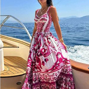 Robes longues bohèmes élégantes sans manches à imprimé taille haute pour femmes, idéales pour les fêtes estivales et la plage - Vente en gros - Product Image 6