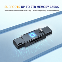 Pembaca Kartu SD TF USB 3.0 Tipe-C Grosir 2 in 1 Adaptor Memori Flash OTG untuk Ponsel Laptop PC Logo Kustom Harga Pabrik Grosir