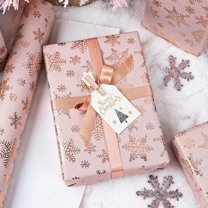 Pink Rose Gold Snowflake Gift <b>Wrapping</b> <b>Paper</b> 17 In X 32.8 Ft Eco Friendly Christmas Craft Packaging - Product Image 3