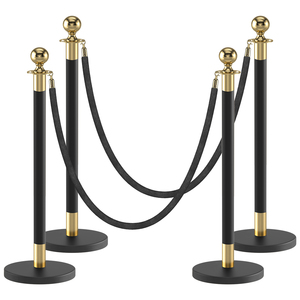Colonnine con Corda per Hotel, Banche ed Esposizioni, Altezza 96cm, Colonnine Nere e Dorate per Controllo Folla a Prezzo Conveniente - Product Image 1