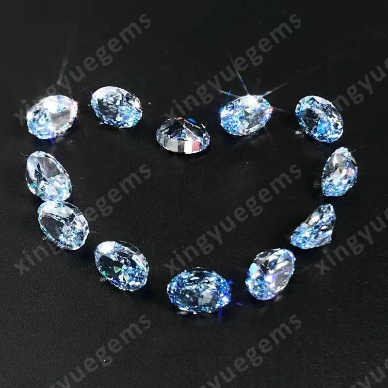 Xingyue Wholesale hand-made 7A Grade Oval cut Blue/ Yellow / Green color 4K Ice Crushed Cubic Zirconia stones