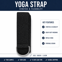 Ceinture de yoga 2-en-1 en coton à motif uni, durable, à tension moyenne, pour exercices de résistance, lavable, avec sangle de transport et boucle métallique, 180 cm, unisexe