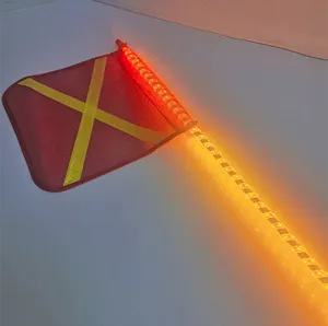 Bandeira De Segurança Pólo Com Tudo Em Redondo LED Luz De Tira Para O Meu Com Tubo De Fibra De Vidro E Base De Mola Para O Meu Caminhão