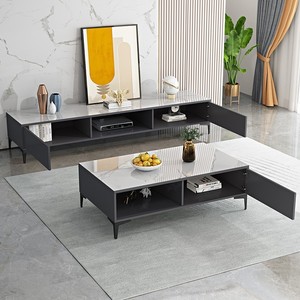Meuble TV de luxe en <span class=keywords><strong>pierre</strong></span> frittée noir et blanc pour salon, villa, maison - Product Image 2