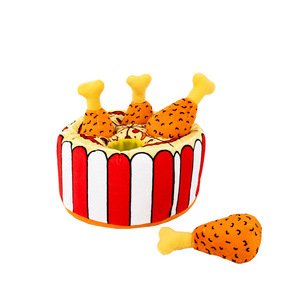 Peluche arricchimento cane squittio giocattoli fritti cosce di pollo Pizza annaffiare cigolante Puzzle giocattoli cognitivi per cani - Product Image 1