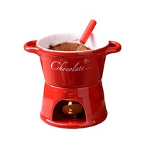 Marmite à fondue en céramique moderne, four à chocolat à deux anses, plat chauffant pour le fromage, compatible lave-vaisselle, grand modèle pour la maison, conservation de la chaleur par bougie