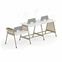 Poste de travail modulaire pour personnel de bureau commercial, bureau en banc avec panneaux de séparation pour un espace de travail collaboratif