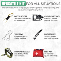 Tout-en-un Équipement de survie d'urgence en plein air Wilderness SOS Essential Tools Hiking Tactical Bug Out Bag Survival Kits