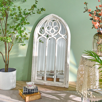 Grand miroir mural blanc écologique avec cadre en bois, style rustique campagnard européen, orné baroque, épaisseur 5,0 mm, ART NEST