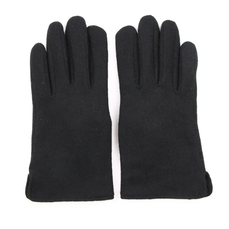 Fashion black Short Plush Lined warm wool touchscreen men's knitted gloves