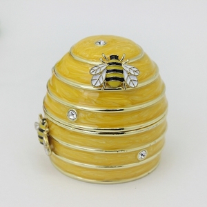 Shinnygifts làm bằng tay màu vàng ong nhà men ong tổ hộp đính hình bầu dục để bàn trang trí & tổ ong hộp trang trí - Product Image 2