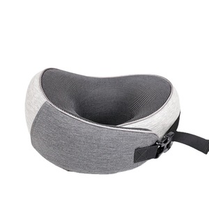 Memory Foam <b>U</b>-<b>Shaped</b> Neck <b>Pillow</b> Grey Cotton Fabric Travel <b>Pillow</b> For Airplane Use - Product Image 1