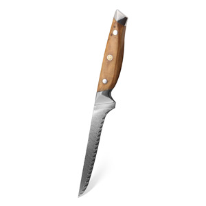 Cuchillo profesional japonés de acero de Damasco de 6 pulgadas para deshuesar, afilado para jamón y filetes, ideal para chefs occidentales. - Product Image 1