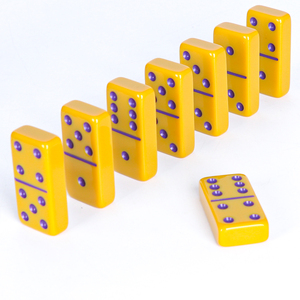 Jeu de dominos double six en acrylique transparent avec logo personnalisé, points de couleur or violet, 28 blocs, dominos en résine de luxe pour fête, cadeau familial, jeu - Product Image 1