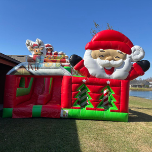 Parcours d'obstacles gonflable du père noël Noël festif intérieur extérieur amusant parcours d'obstacles château de toboggan gonflable <span class=keywords><strong>pour</strong></span> les enfants - Product Image 1