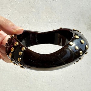 Kaimei 2026 perhiasan modis gelang akrilik Chunky wanita besar gelang Resin emas Chubby segitiga Punk Hip Hop - Product Image 6