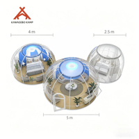 Dôme de glamping géodésique en polycarbonate PC Kawagebo Kamp (KK) de 5m + 4m + 2,5m de diamètre avec salon intégré