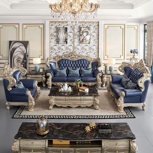 Hot Sale European Sofa Luxury Villa <strong>Hotel</strong> 1+2+3 Seater Sofa Classical Elegant Solid Wood Carved Frame Sofa - Product Image 1