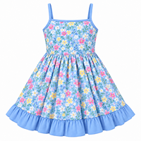 Robe d'été personnalisée en fibre de bambou pour petites filles, à bretelles spaghetti, avec ourlet à volants, idéale pour la danse et les jeux.