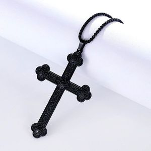 Collana di sottocultura Harajuku gotica giapponese per bambini alla moda nero retrò in lega di perline a croce ciondolo con maglie anniversari a catena - Product Image 3