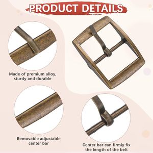 IN Mm Metal Single Prong Buckle Pcs Webbing Belts Center Bar Buckle Use For Leather Bags Craft <b>Purse</b> DIY Accessories Copper Tone - Product Image 6
