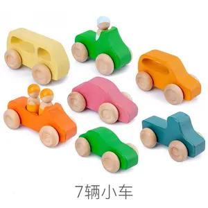나무 차량 무지개 나무 장난감 자동차 레인보우 나무 장난감 자동차 (7pcs)