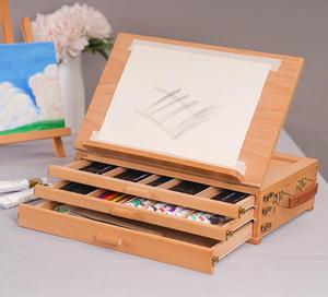 Nouveaux produits chevalet de <span class=keywords><strong>bureau</strong></span> en hêtre boîte de rangement réglable à 3 tiroirs boîte à croquis de table <span class=keywords><strong>bureau</strong></span> en bois Portable avec support de livre pour artistes - Product Image 4