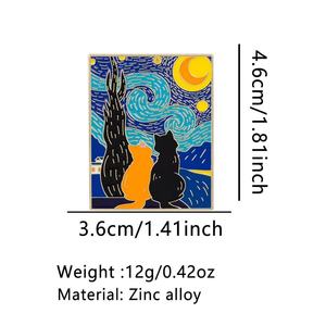 반 고흐 유화 검은 고양이 에나멜 브로치 핀 귀여운 예술적 라펠 핀 가방 의류 액세서리 도매 - Product Image 6