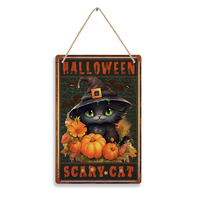 Panneau en bois de conception personnalisée du fabricant MDF motif chat d'Halloween pour décoration suspendue de festival