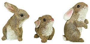 Statues <span class=keywords><strong>d</strong></span>'animaux de <span class=keywords><strong>jardin</strong></span> en polyrésine/résine, le den des lapins, 5 pouces, lot de trois, polyrésine, couleur pleine - Product Image 3