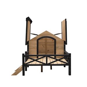 Jaula para Mascotas, Caseta de Madera para Perros de Uso Comercial para Exteriores con Piso Elevado, Villa de Madera Resistente a la Intemperie con Porche - Product Image 3