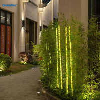 Lampe de jardin solaire extérieure à LED en bambou avec corps en résine pour villa, cour et éclairage paysager