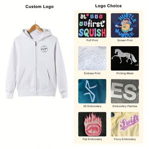 Custom Logo Street Style Hooded Sweatshirt Jacket Solid Color <b>Hoodie</b> Thick Fleece <b>Black</b> <b>Zip</b> up Hoodies Unisex - Product Image 3