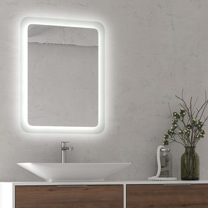Espejo de baño LED de lujo Kamalu A100, 100x60 cm, vidrio de estilo moderno, forma personalizada, Marco iluminado, uso de pared, Interruptor táctil - Product Image 3