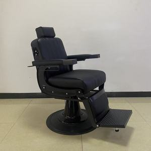 Silla de barbero duradera, directa de fábrica, cuero blanco, estructura metálica resistente, reclinable, equipo profesional para salón. - Product Image 5